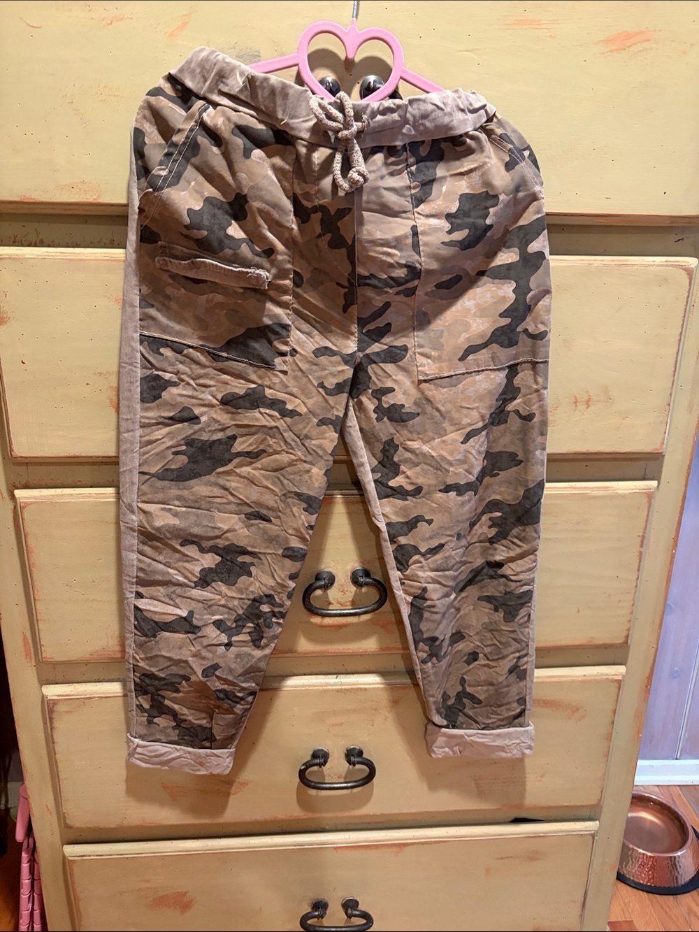 Venti6 NWOT Camo Drawstring Jogger Pants - Tan Brown Stretchy Soft size S